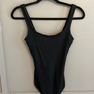 Le Lis Black Cut Out Tie Thong Body Suit - Size S
